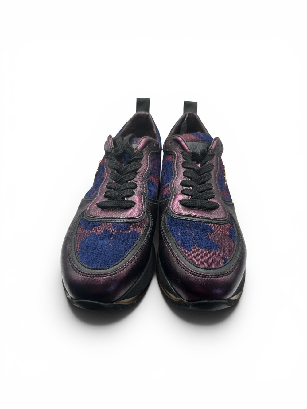 Womens Iridescent Black & Blue Fashion Sneakers size 39 European, 8.5 US